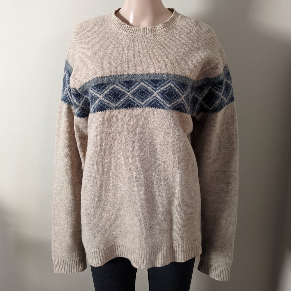 Vintage Chaps By Ralph Lauren Lambswool Strip Crewneck Sweater, Men's Large
